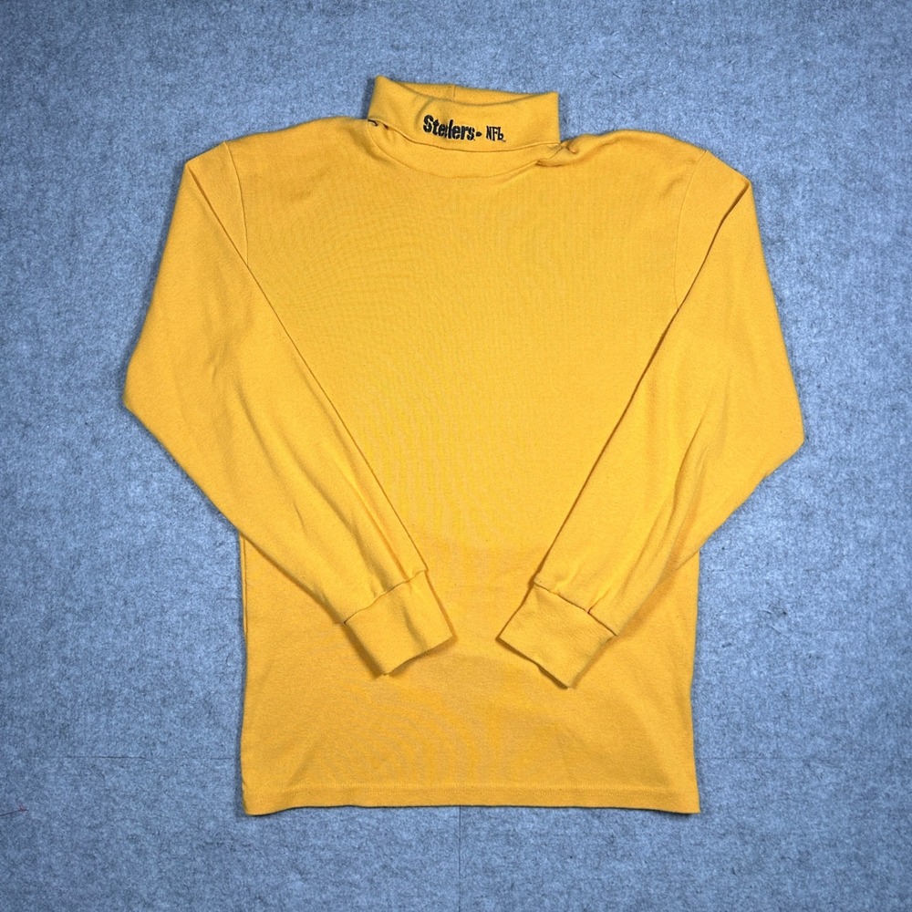 Majestic Pittsburgh Steelers Turtleneck‎ Mens Large Yellow NFL Vintage USA Made
